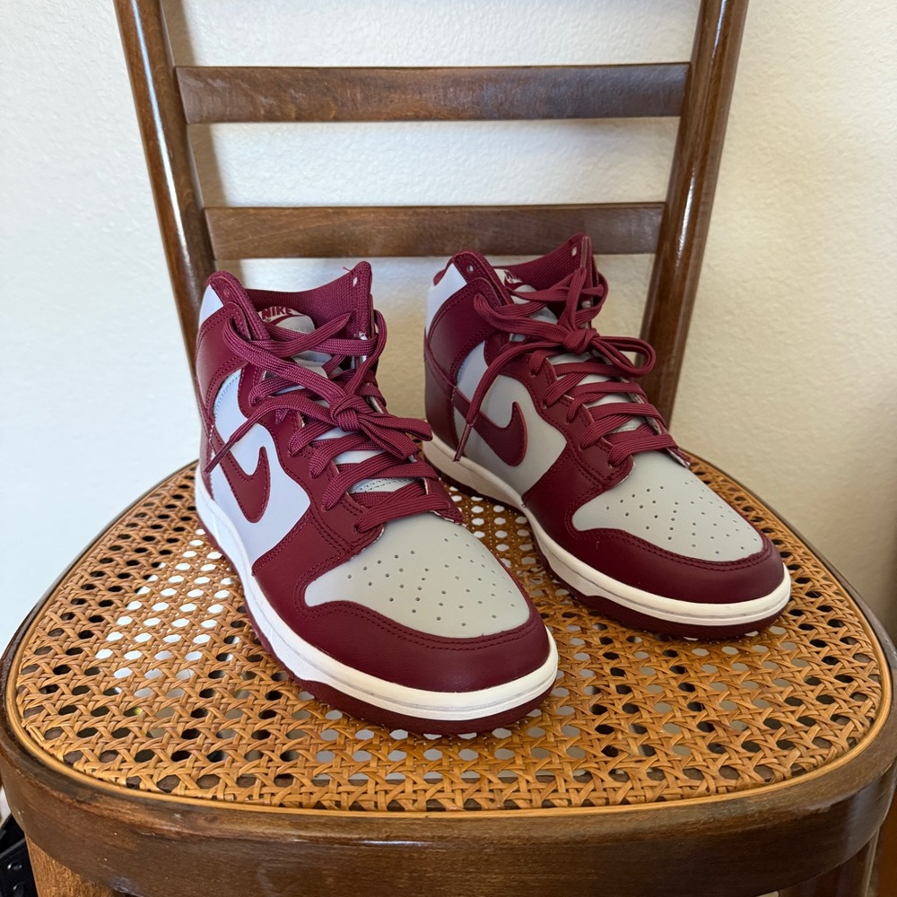 Nike Dunk Hi Retro Burgundy and Gray Sneakers  Men’s Size 7